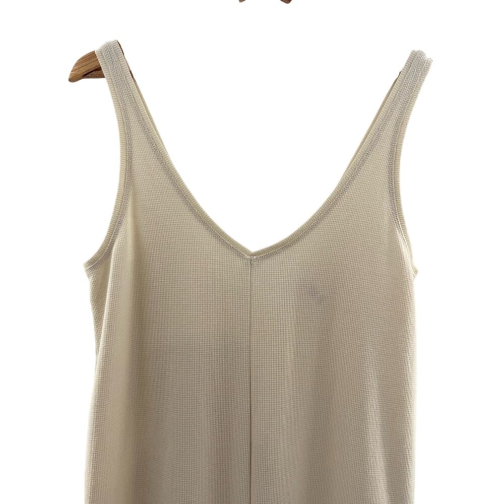 Victoria’s Secret Glow Wide Leg Waffle Knit Jumpsuit Ivory Comfy Size Medium - Picture 3 of 9
